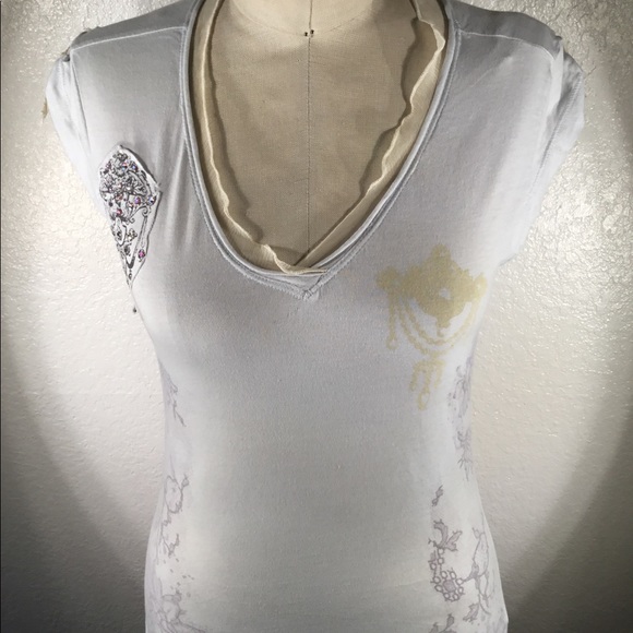 NWOT 4LNL Johnny Was Liberty Swarovski Tee Sz S - Picture 2 of 8